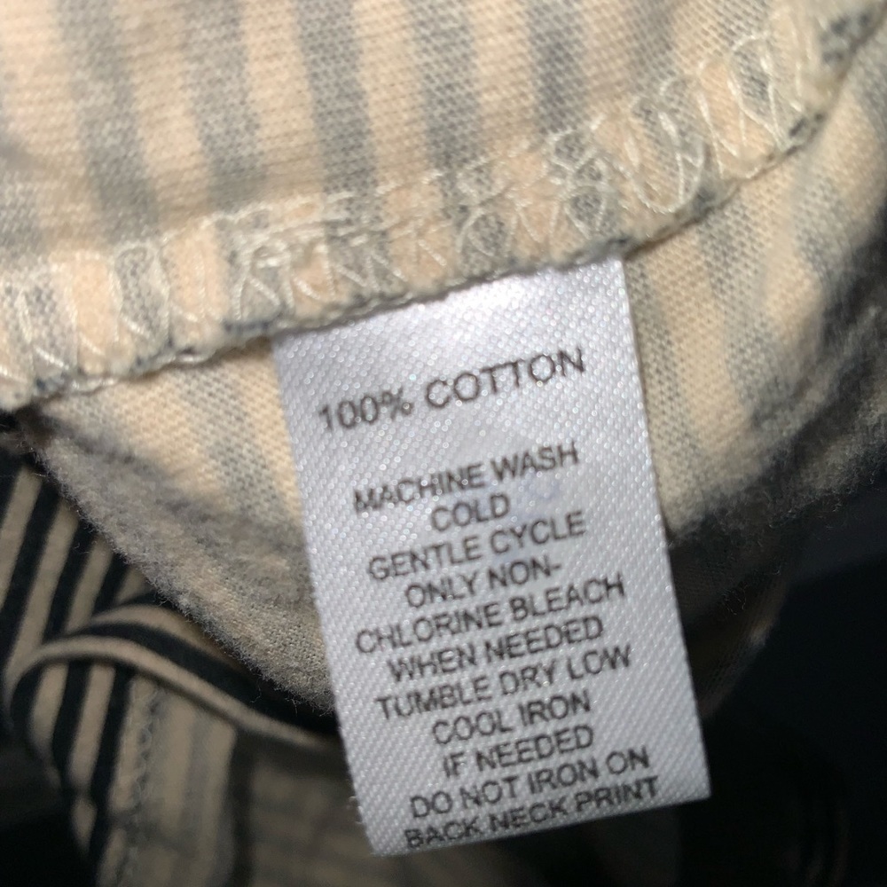 LOFT Black & Tan Striped V-Neckline Long Sleeve Ruffle Cotton Top L - Picture 4 of 5